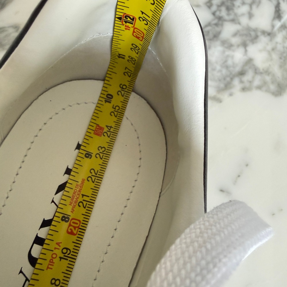 Prada 1E621M Womens Macro Logo White/Black Leather Low Top Sneakers shoes Eur 39 - Picture 5 of 11